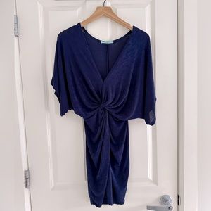 Karlie purple tie front bodycon dress with v-neck. Size S